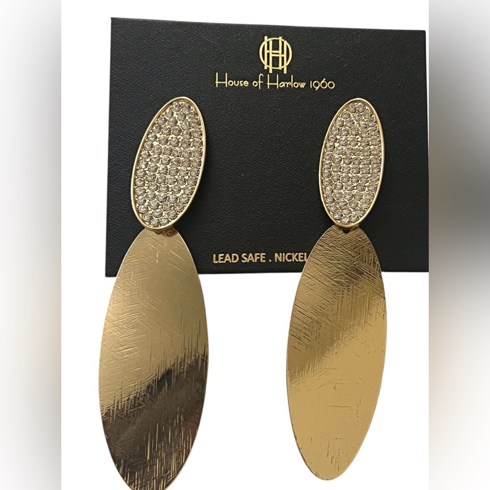 House of Harlow 1960 Gold Oval Drop Earrings
